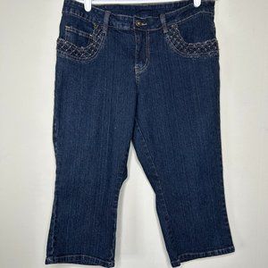 V.S.K Denim Capri Pants Women's 16 Mid-Rise Blue Pants Casual NO BACK POCKETS